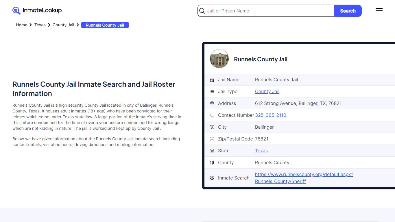 Runnels County Jail Inmate Search and Jail Roster Information
